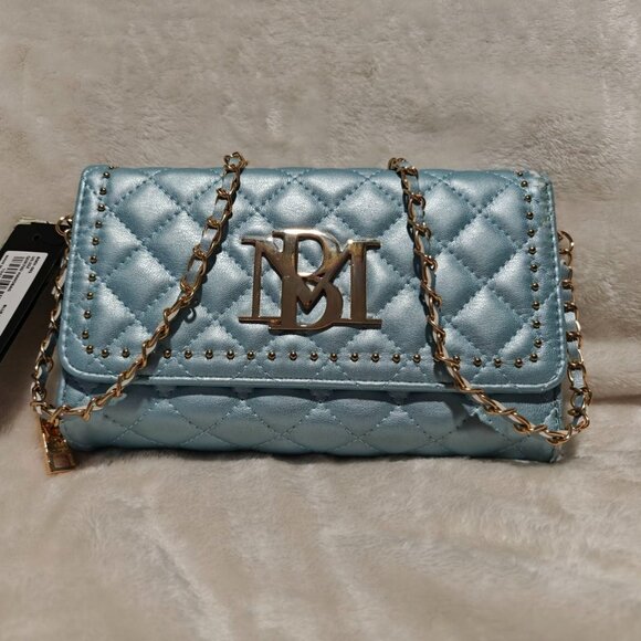 Badgley Mischka Detachable Crossbody Wallet Baby Blue w/ Gold - Picture 1 of 6